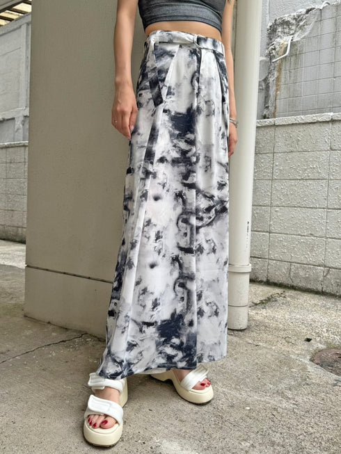 ベルト付ラップシフォンワイドパンツ